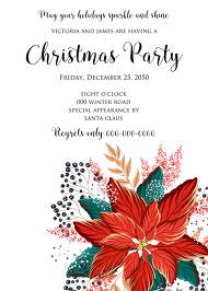 Poinsettia Christmas Party Invitation Noel Card Template 5x7 in online editor