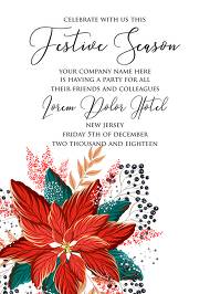 Poinsettia Christmas Party Invitation Noel Card Template 5x7 in online maker