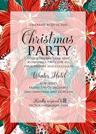 Poinsettia Christmas Party Invitation Noel Card Template 5x7 in download