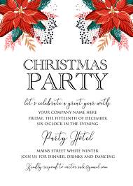 Poinsettia Christmas Party Invitation Noel Card Template 5x7 in maker