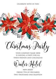 Poinsettia Christmas Party Invitation Noel Card Template 5x7 in template