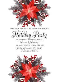 Poinsettia fir winter Merry Christmas Party invitation card template 5x7 in customize online