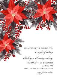 Poinsettia fir winter Merry Christmas Party invitation card template 5x7 in online editor