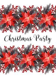 Poinsettia fir winter Merry Christmas Party invitation card template 5x7 in download