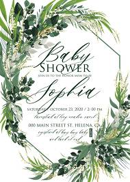 Provence bohemian greenery and field herbs wedding baby shower invitation set 5x7 in wedding invitation maker