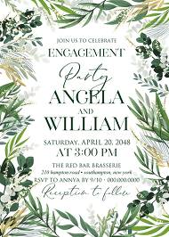 Provence bohemian greenery and field herbs wedding engagement party invitation set 5x7 in edit template