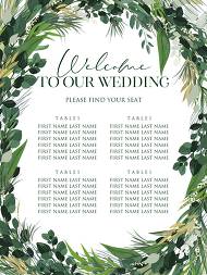 Provence bohemian greenery and field herbs wedding invitation set seating banner 18x24 in invitation editor