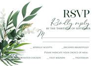 Provence bohemian greenery and field herbs wedding rsvp card invitation set 5x3.5 in online editor