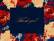 Red gold foil Rose thank you card navy blue wedding invitation set 5.6x4.25 in online editor