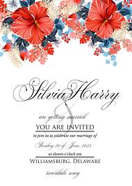 Red Hibiscus wedding invitation tropical floral card template Aloha Lauu 5x7 in