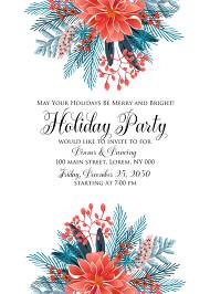 Red poinsettia Merry Christmas Party Invitation needles fir floral greeting card noel 5x7 in invitation maker