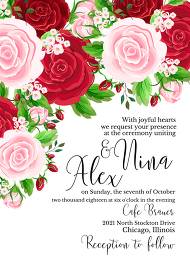 Red rose wedding invitation 5x7 in customizable template