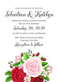 Red rose wedding invitation 5x7 in invitation maker