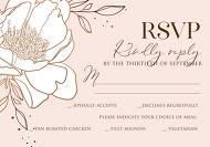 Rose gold pink white peony leaf greenery branches RSVP wedding invitation set 5x3.5 in wedding invitation maker