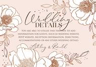 Rose gold pink white peony leaf greenery branches wedding details card invitation set 5x3.5 in edit online