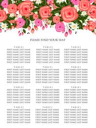 Rose wedding invitation seating chart card printable template template 18x24 in online maker