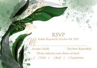 RSVP card wedding invitation set watercolor greenery floral wreath, floral, herbs garland gold frame 5x3.5 in personalized