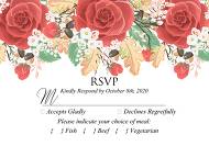 RSVP card custom template red rose autumn fall leaves pdf 5x3.5