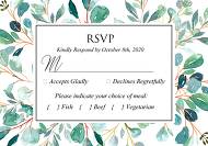 RSVP card Greenery wedding invitation set watercolor herbal background 5x3.5 in edit online