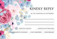RSVP card pink marsala red Peony wedding invitation anemone eucalyptus hydrangea 5x3.5 in Customize online