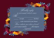 RSVP card sunflower peony marsala burgundy blue greenery hippophae wedding Invitation set 5x3.5 in invitation editor
