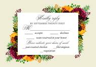 RSVP card sunflower peony marsala burgundy greenery hippophae wedding Invitation set 5x3.5 in customize online