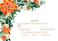 RSVP card wedding invitation peach peonies, sakura, blooming in Chinese style 5x3.5 in wedding invitation maker