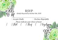 RSVP card wedding invitation set green rose ranunculus camomile eucalyptus 5x3.5 in invitation editor