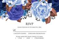 RSVP card wedding invitation set navy blue peony anemone 5x3.5 in editor