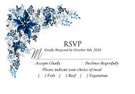 RSVP card wedding invitation set poinsettia navy blue winter flower berry 5x3.5 in edit online