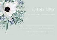 RSVP card wedding invitation set white anemone menthol greenery berry 5x3.5 in personalized invitation