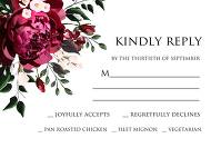 RSVP marsala dark red peony wedding invitation greenery burgundy floral 5x3.5 in Customize online cards