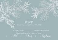RSVP wedding invitation cards embossing gray blue silver foil herbal greenery 5x3.5 in customize online
