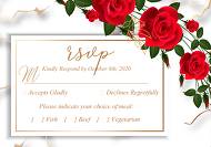 RSVP wedding invitation Red rose marble background card template 5x3.5 in editor