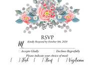 RSVP Wedding invitation set pink peony tea rose ranunculus floral card template 5x3.5 in online editor