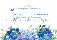 RSVP wedding invitation set watercolor blue hydrangea eucalyptus greenery 5x3.5 in online maker