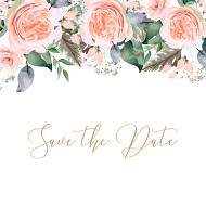 Save the Date card peach rose watercolor greenery fern wedding invitation 5.25x5.25 in online editor
