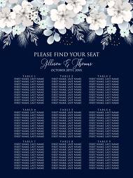 Seat card white hydrangea navy blue online invite maker 18x24