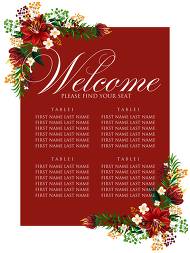Seating chart banner tropical flower red hibiscus greenery hippophae wedding invitation set 18x24 in maker