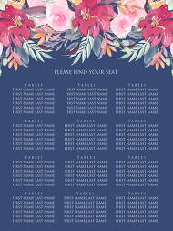 Seating Chart banner watercolor wedding marsala peony pink rose navy blue background 18x24 in pdf personalized invitation