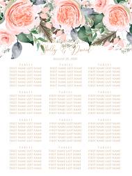 Seating Chart peach rose watercolor greenery fern wedding invitation 12x24 in online editor