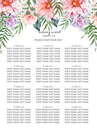 Seating Chart pink garden rose peach chrysanthemum succulent greenery 18x24 in edit online