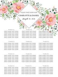 Seating chart poster blush pink anemone greenery eucalyptus wedding invitation 18x24 in online editor personalized 