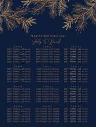 Seating chart wedding invitation cards embossing gold foil herbal greenery navy blue 18x24 in edit template