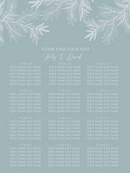 Seating chart wedding invitation cards embossing gray blue silver foil herbal greenery 18x24 in edit online