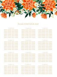 Seating chart wedding invitation peach peonies, sakura, blooming in Chinese style 18x24 in instant maker