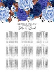 Seating chart wedding invitation set navy blue peony anemone 18x24 in download