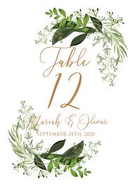 Table card greenery watercolor herbal template edit online 3.5x5 pdf