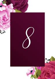 Table place card wedding invitation set pink marsala red peony anemone 3.5x5 in edit online