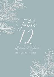Table place wedding invitation cards embossing gray blue silver foil herbal greenery 3.5x5 in edit template